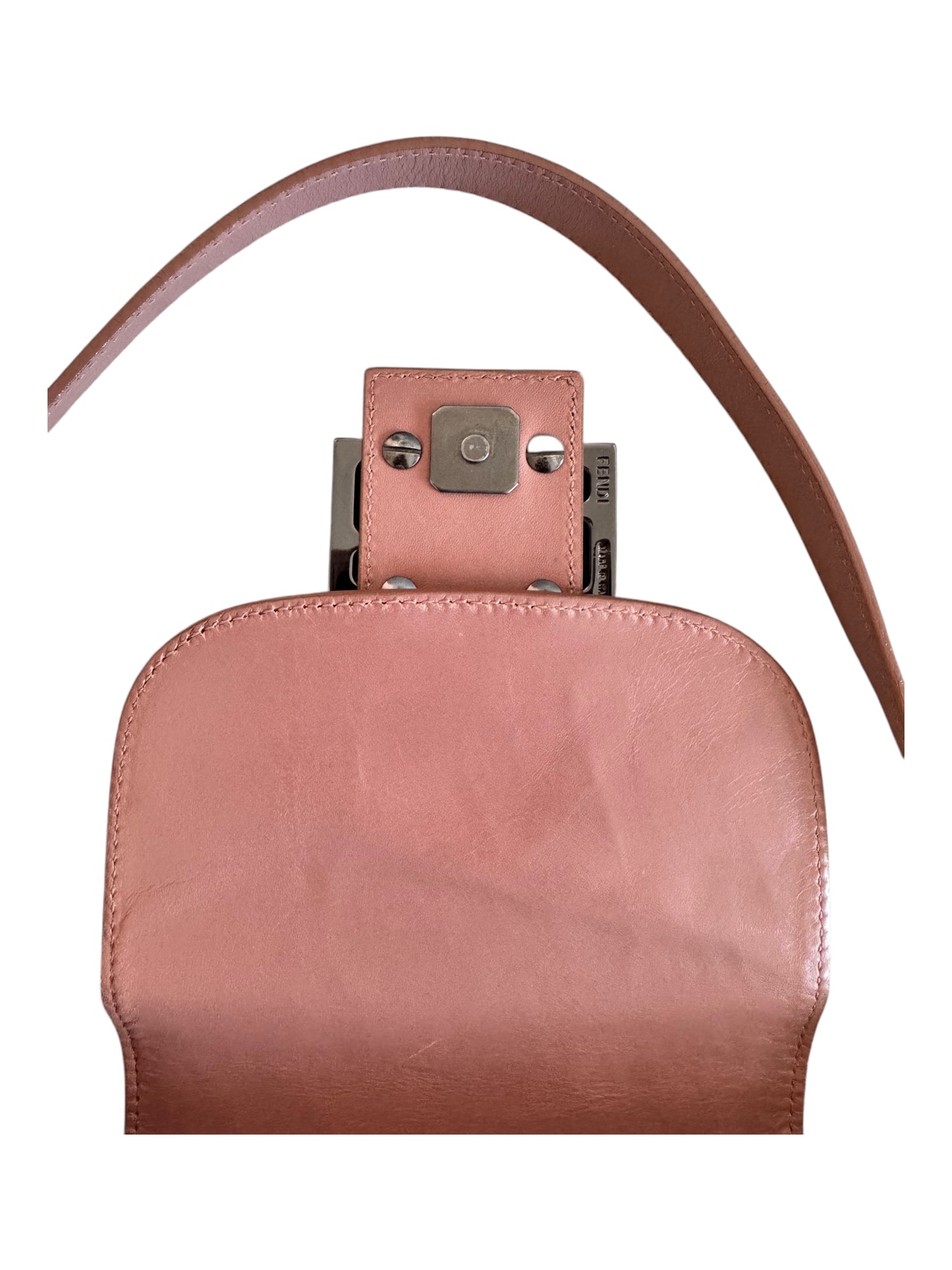 Fendi Zucchino Small Drawstring Flap Bag (Pink/Beige)