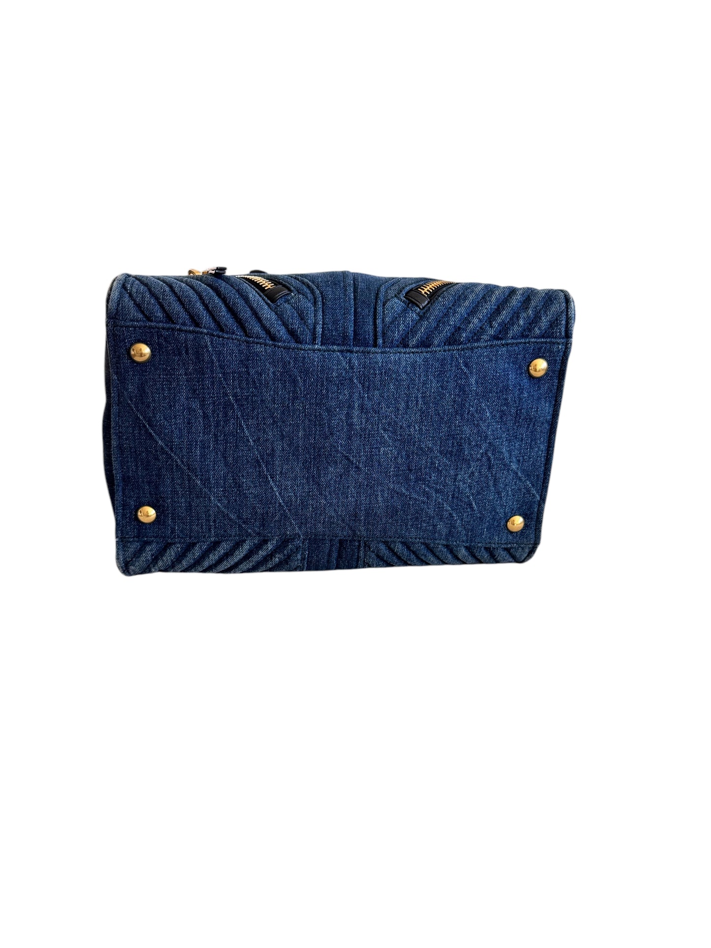 Miu Miu Denim Leather Biker Tote 2way