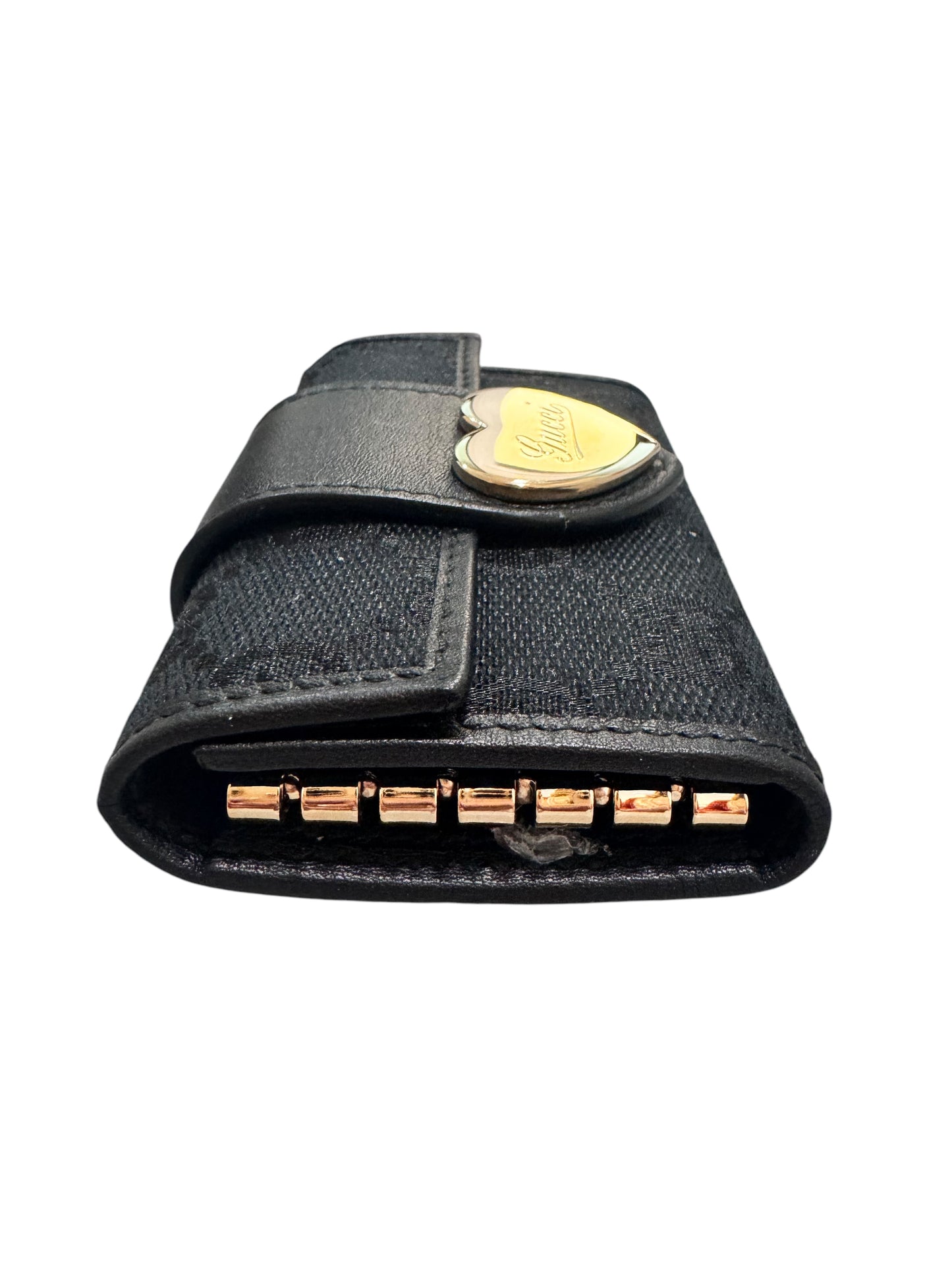 Gucci Heart Canvas 6-Ring Key Holder (Black)