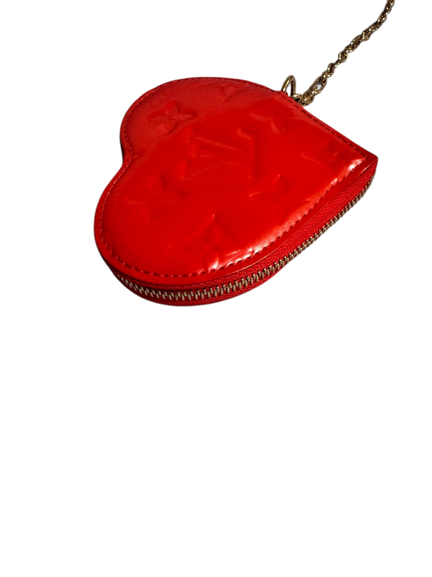 Louis Vuitton Monogram Vernis Leather Porte Monnaie Coeur (Orange Sunset) 2008