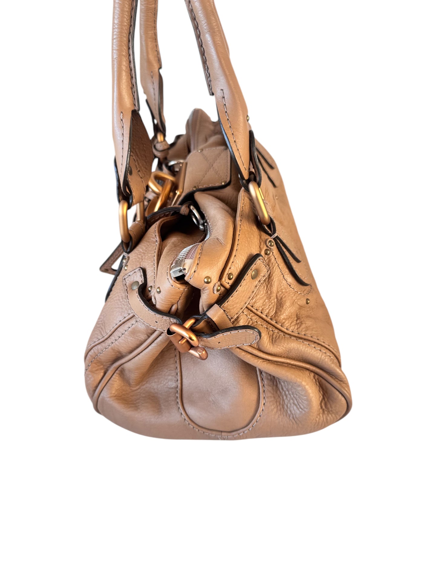 Chloe Paddington Leather Medium Shoulder Bag Beige