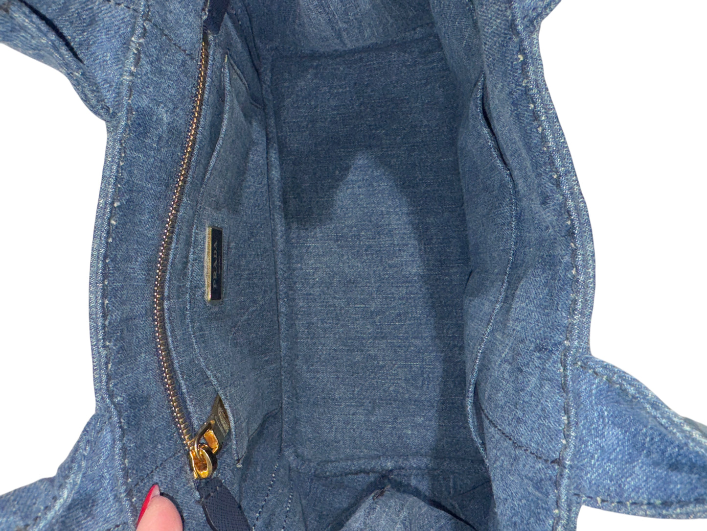 Prada Denim Canapa 2way Tote Blue