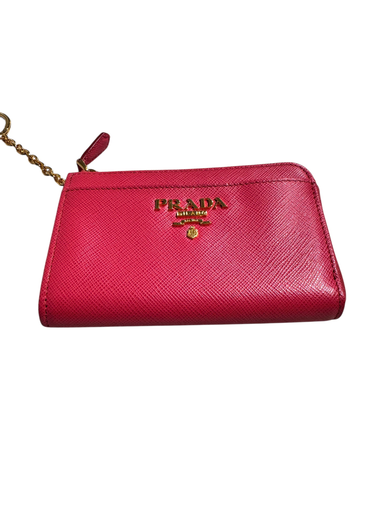 Prada Saffiano Leather Key Cardholder in Pink (Full Set)