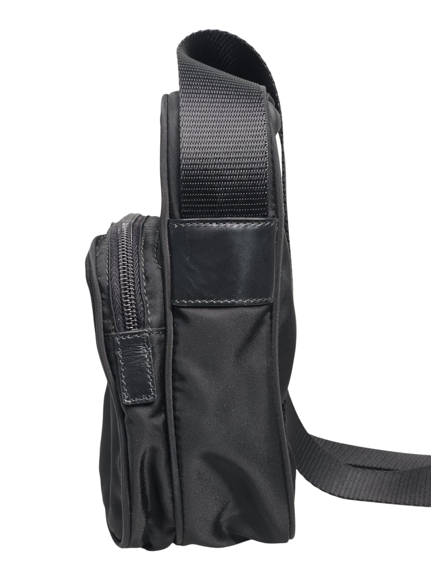 Prada Nylon Triangle Crossbody Bag (Black)