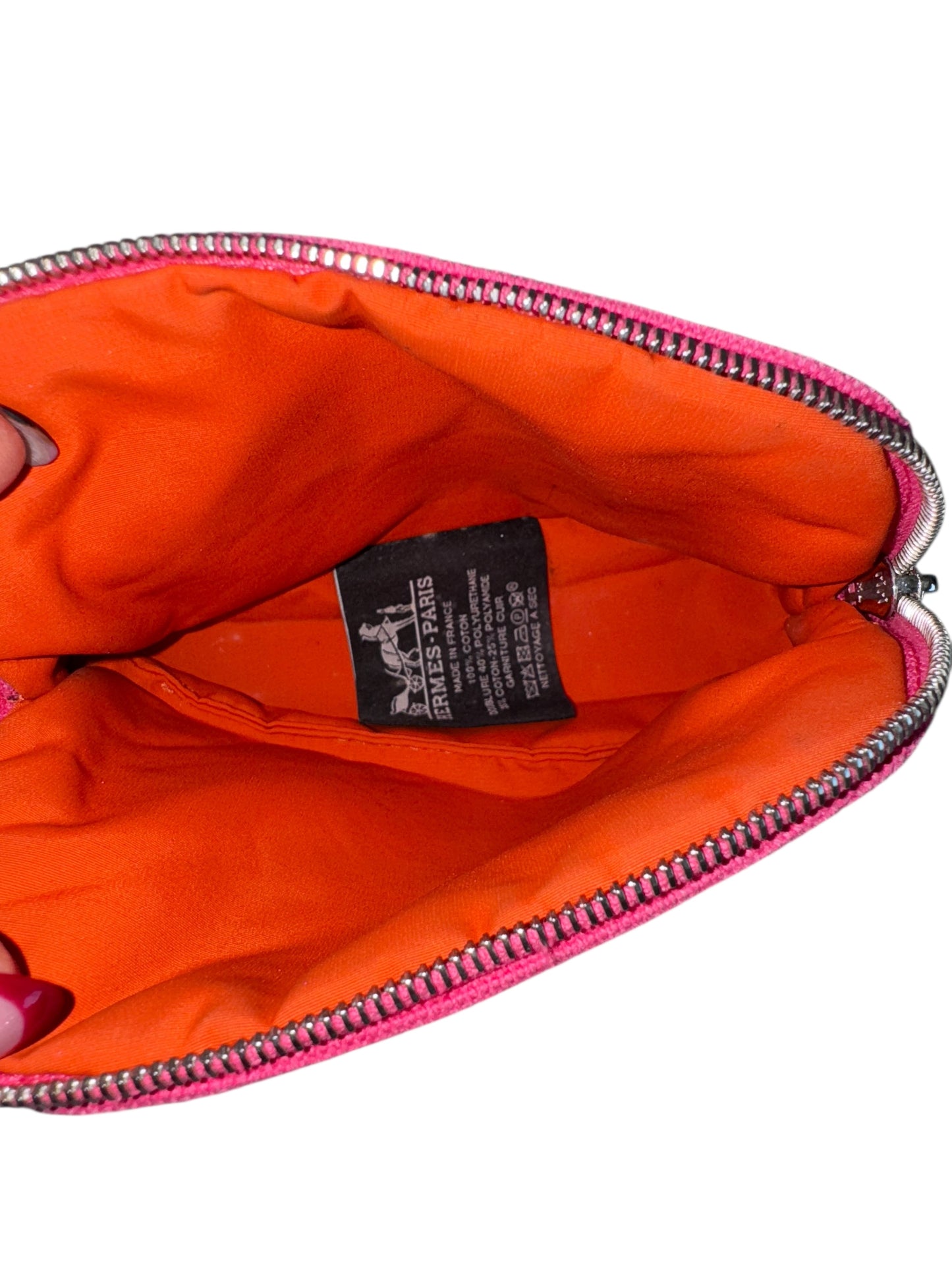 Hermes Canvas Bolide Mini Cosmetics Pouch (Pink)