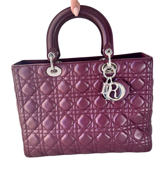 Christian Dior Lady Dior Cannage Quilted Bag LARGE (Burgundy)