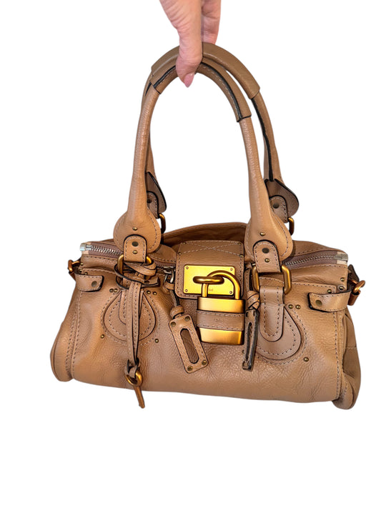 Chloe Paddington Leather Medium Shoulder Bag Beige
