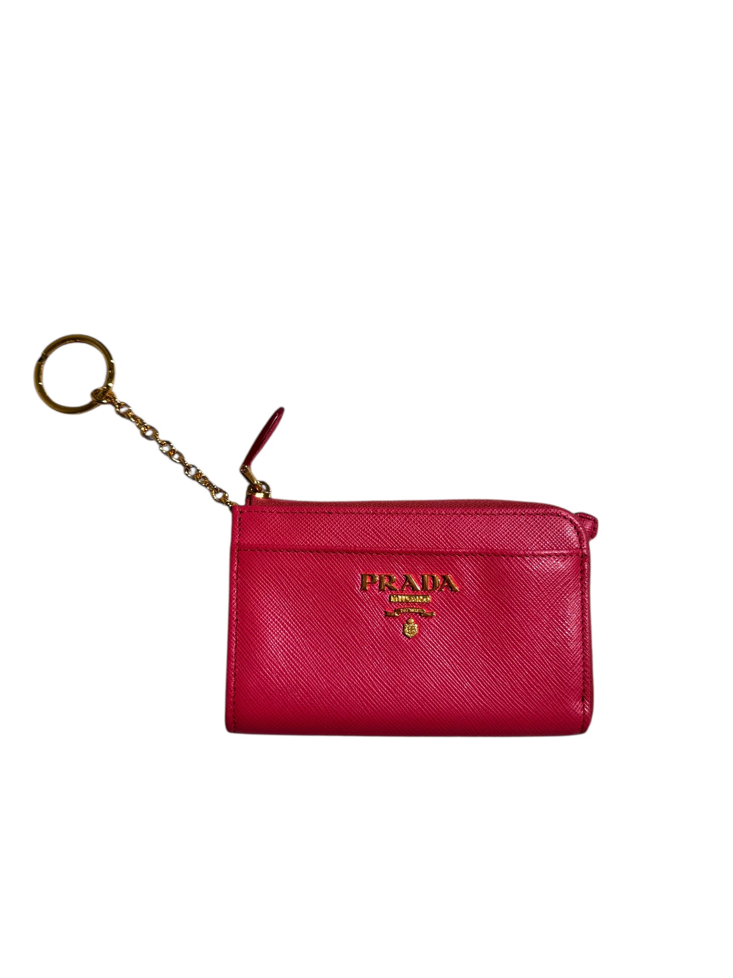 Prada Saffiano Leather Key Cardholder in Pink (Full Set)