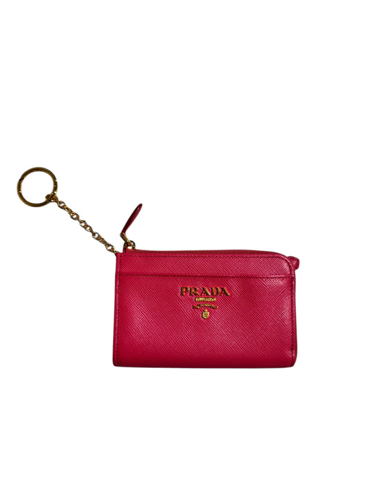 Prada Saffiano Leather Key Cardholder in Pink (Full Set)