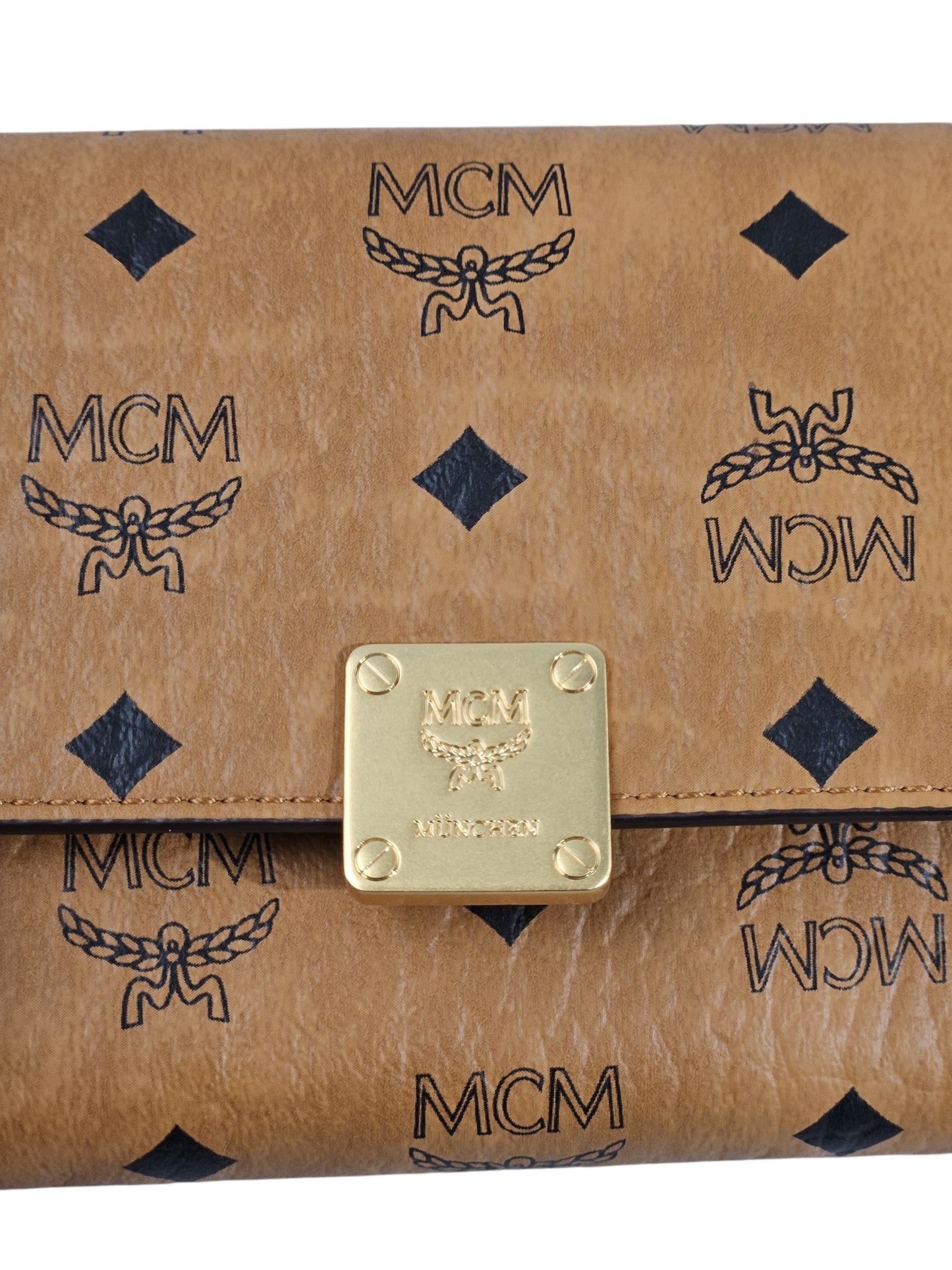 MCM Leather Aren Trifold Wallet in Visetos (Full Set)