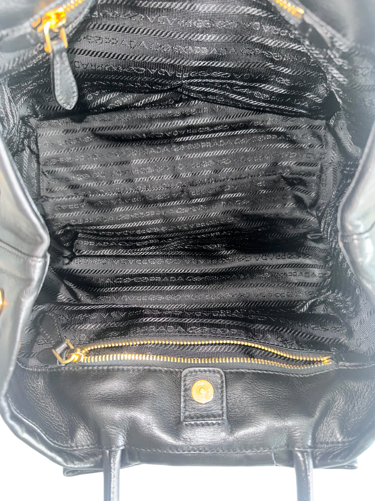Prada Nappa Leather Ribbon Top Handle Bag (Black)