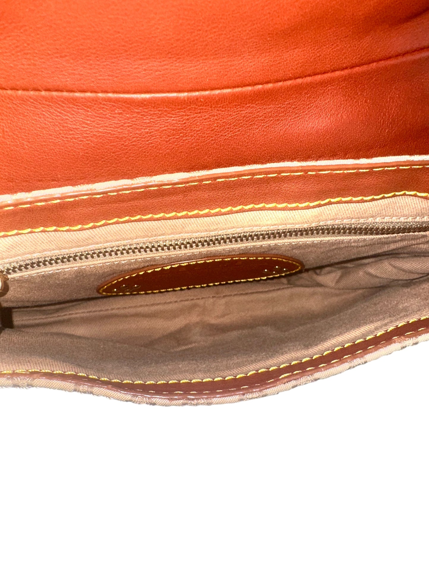 Celine Canvas Macadam Leather-Trimmed Shoulder Bag