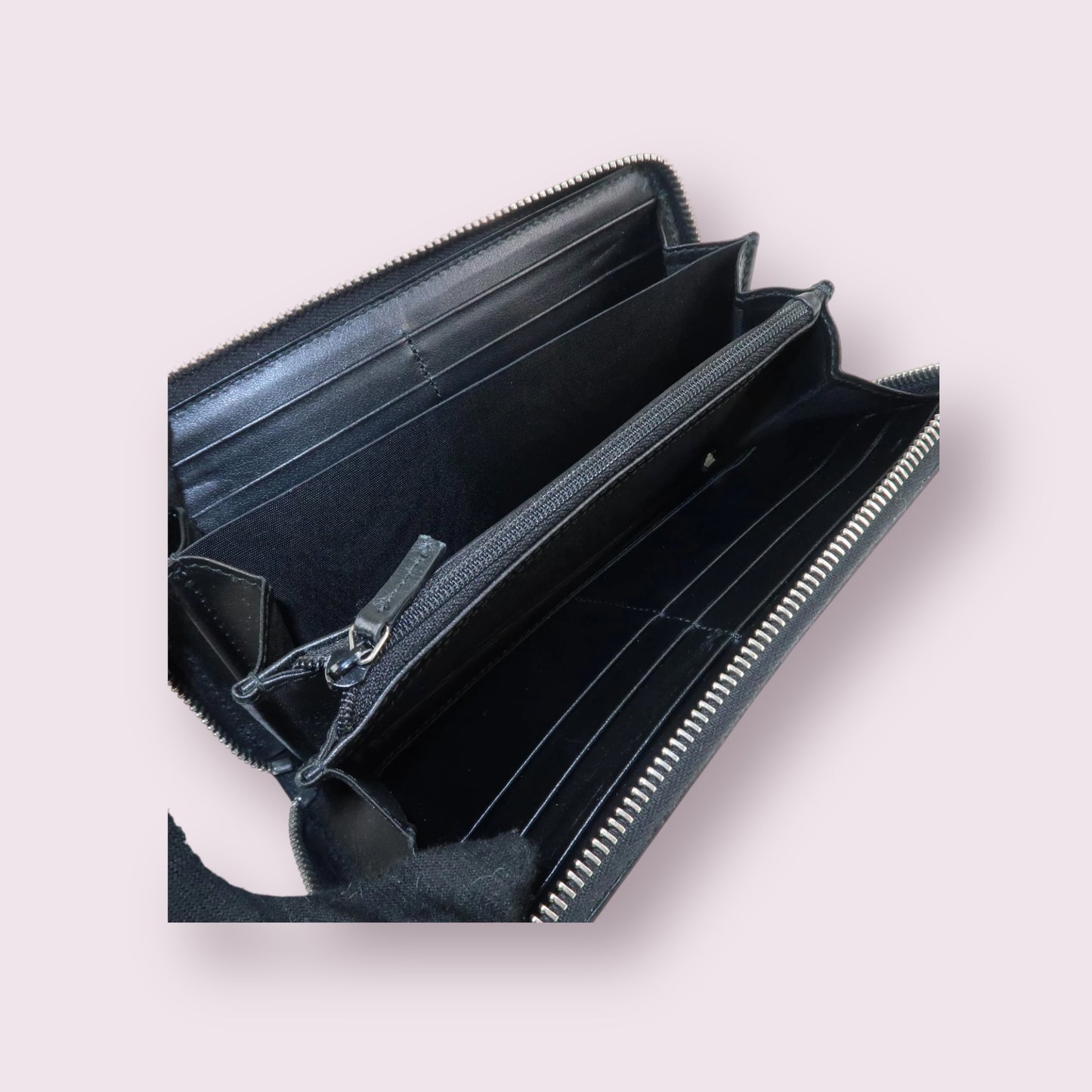 Gucci Leather Embroidered Rainbow Zip Around Wallet (Black)