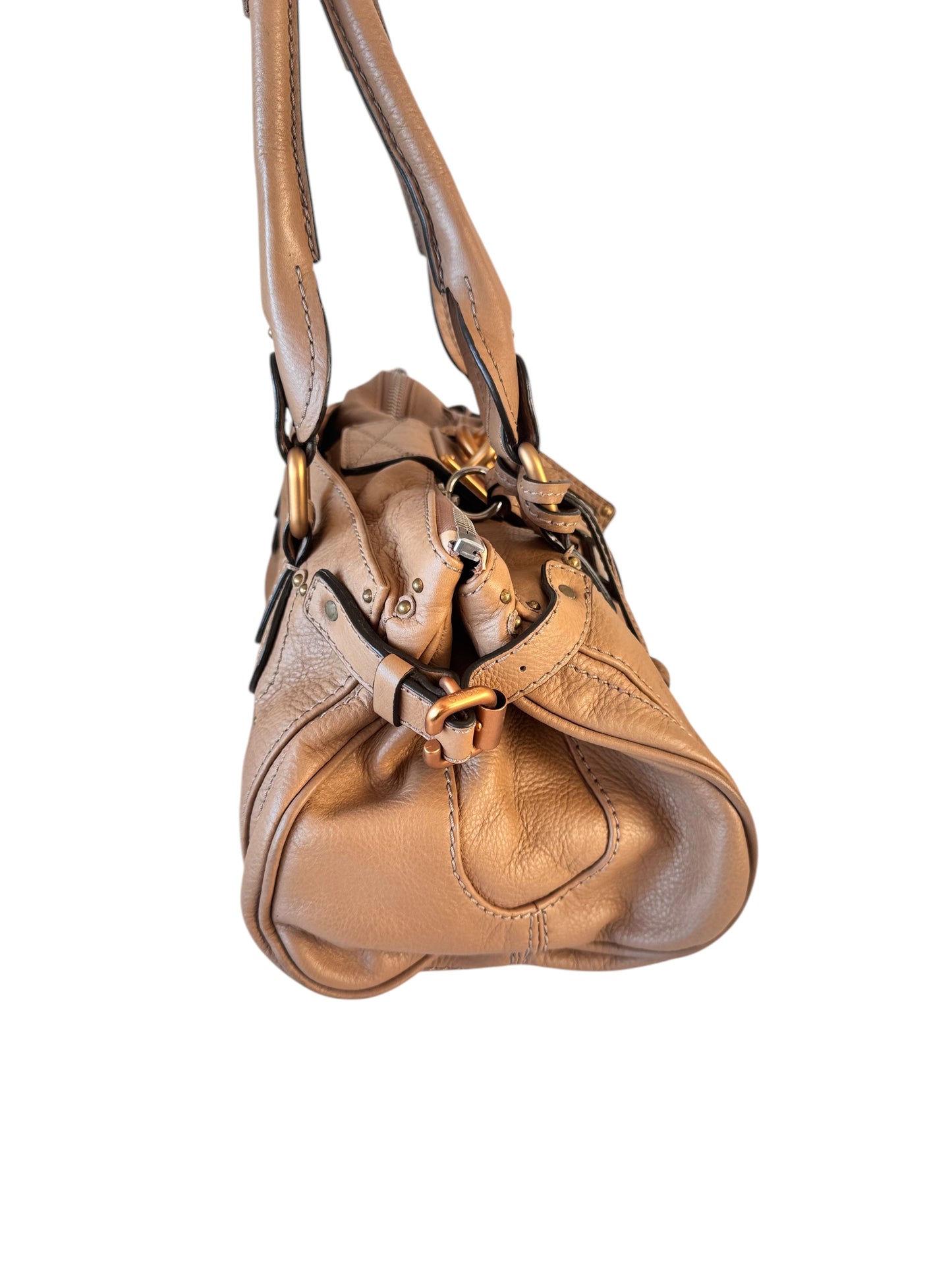 Chloe Paddington Leather Medium Shoulder Bag Beige