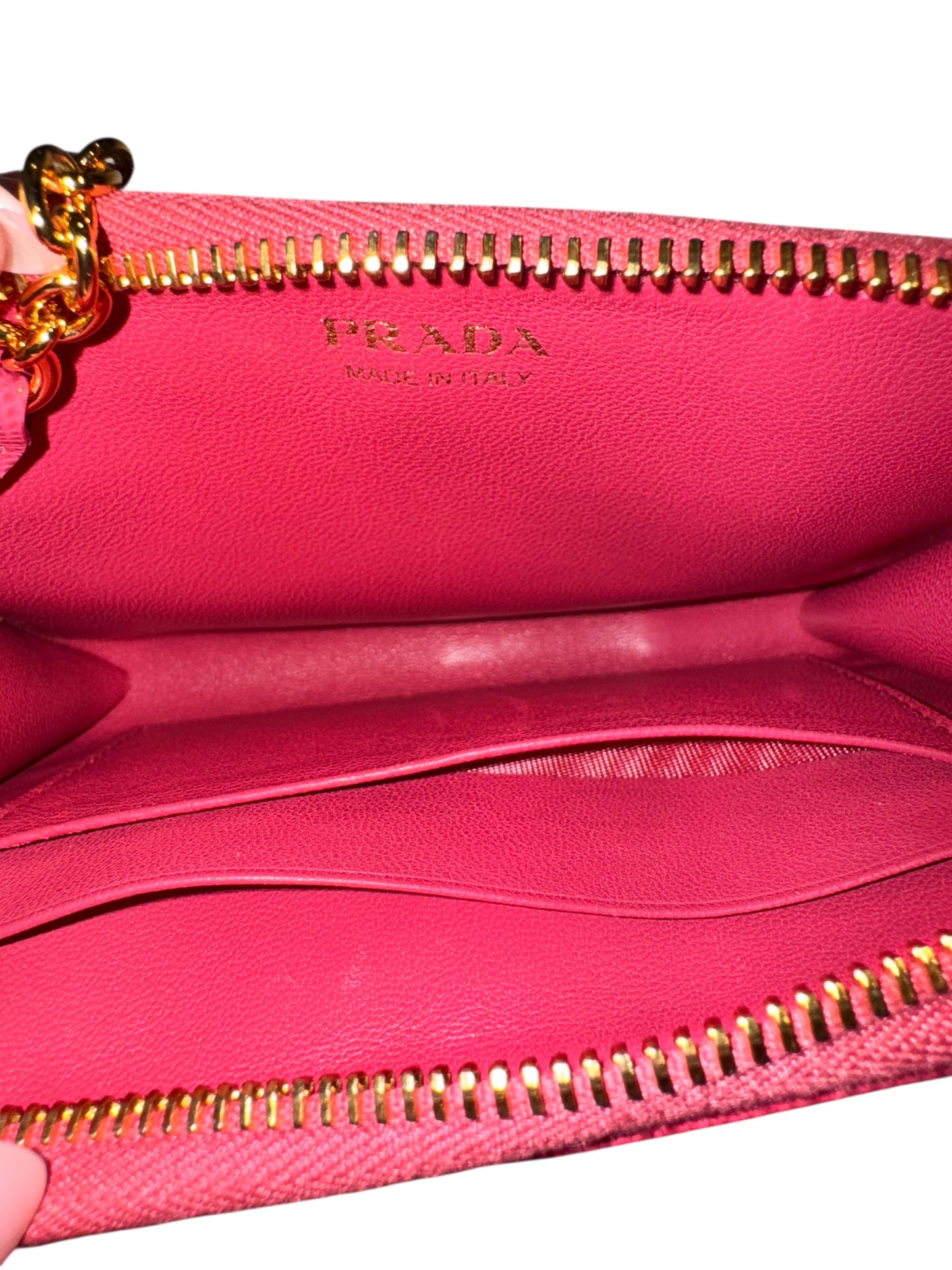 Prada Saffiano Leather Key Cardholder in Pink (Full Set)