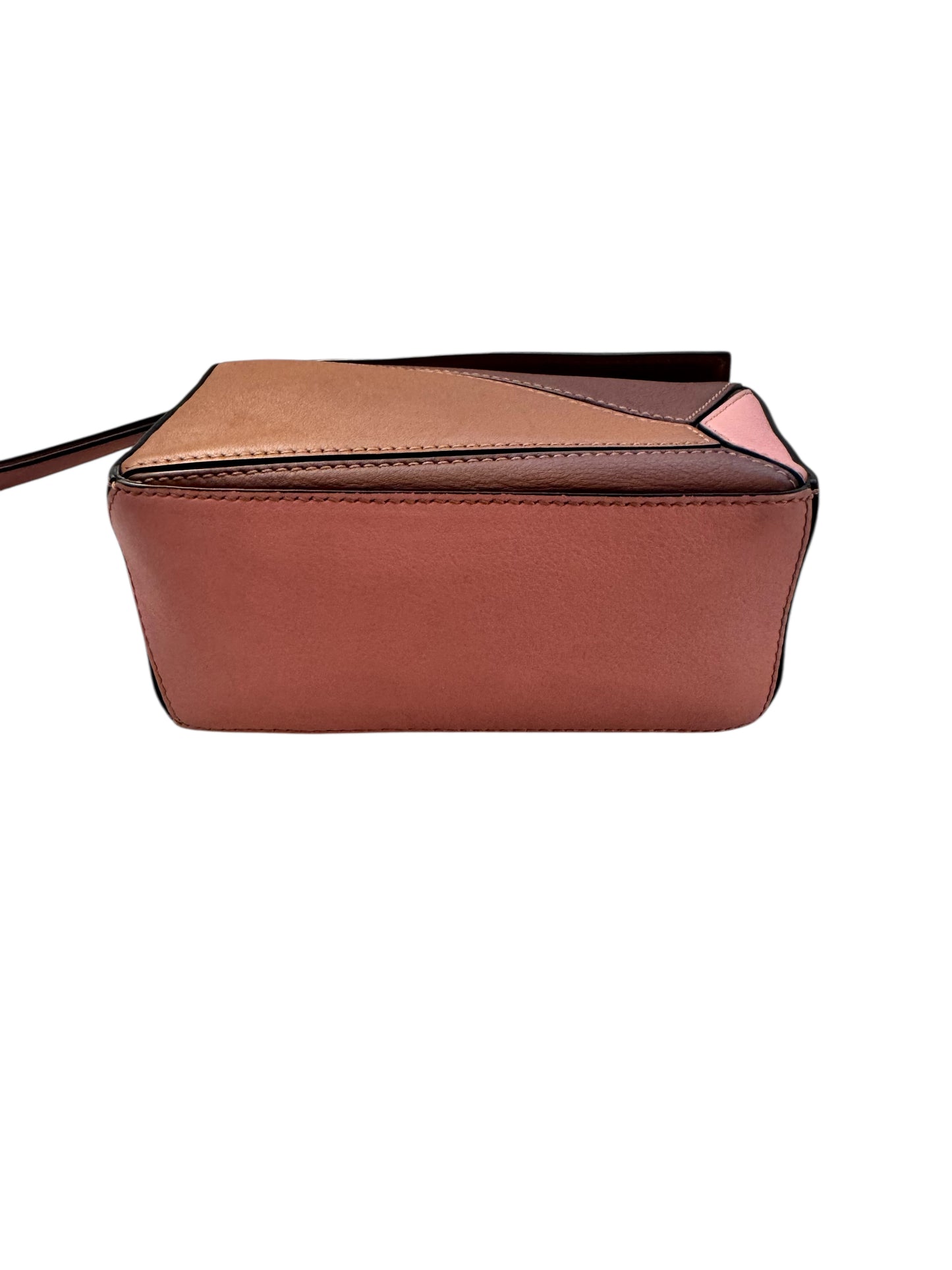 Loewe Calfskin Mini Puzzle Bag (Brown/Tan/Pink)