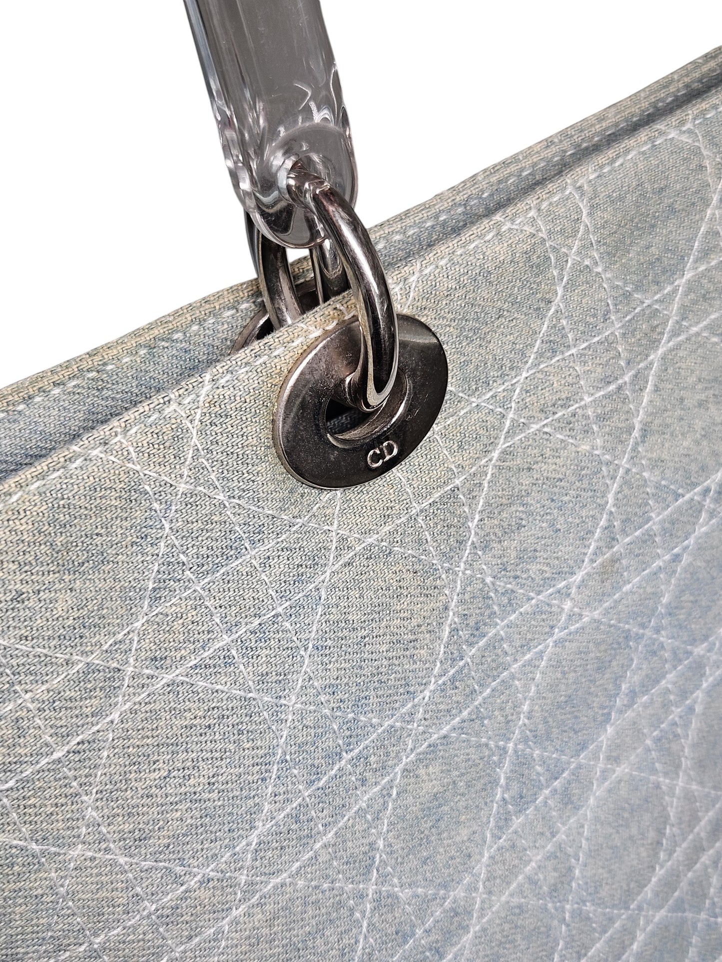 Christian Dior Denim Cannage Lady Dior Large Tote 2 way