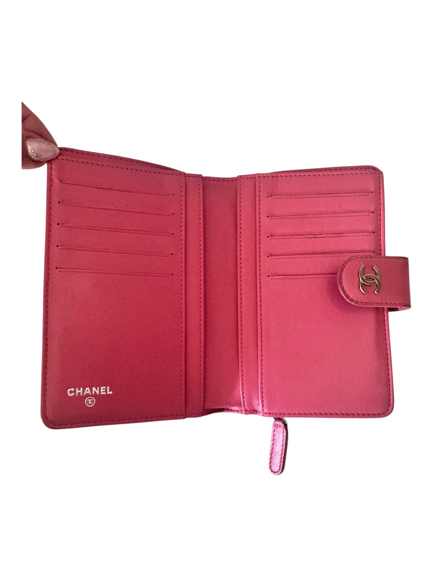 CHANEL Matelasse Lamb Skin Coco Mark Bi-fold Wallet (Pink) 2012 17