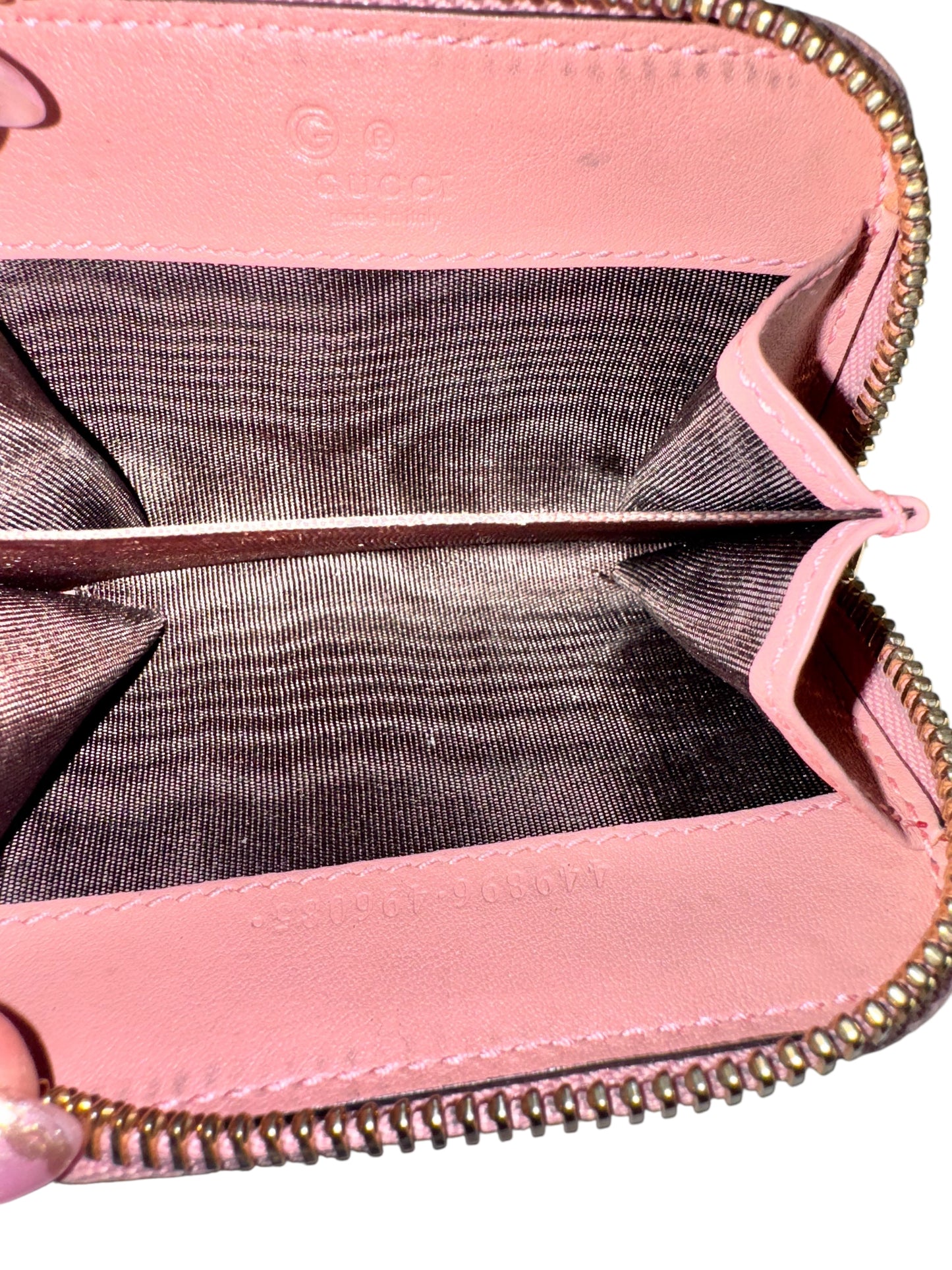 GUCCI Micro Guccissima Leather Coin Pouch Pink