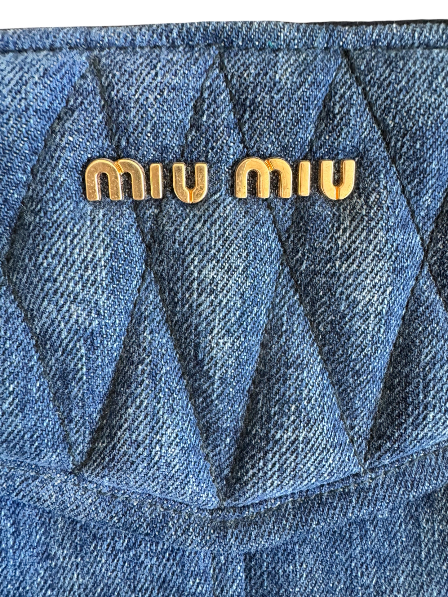 Miu Miu Denim Leather Biker Tote 2way