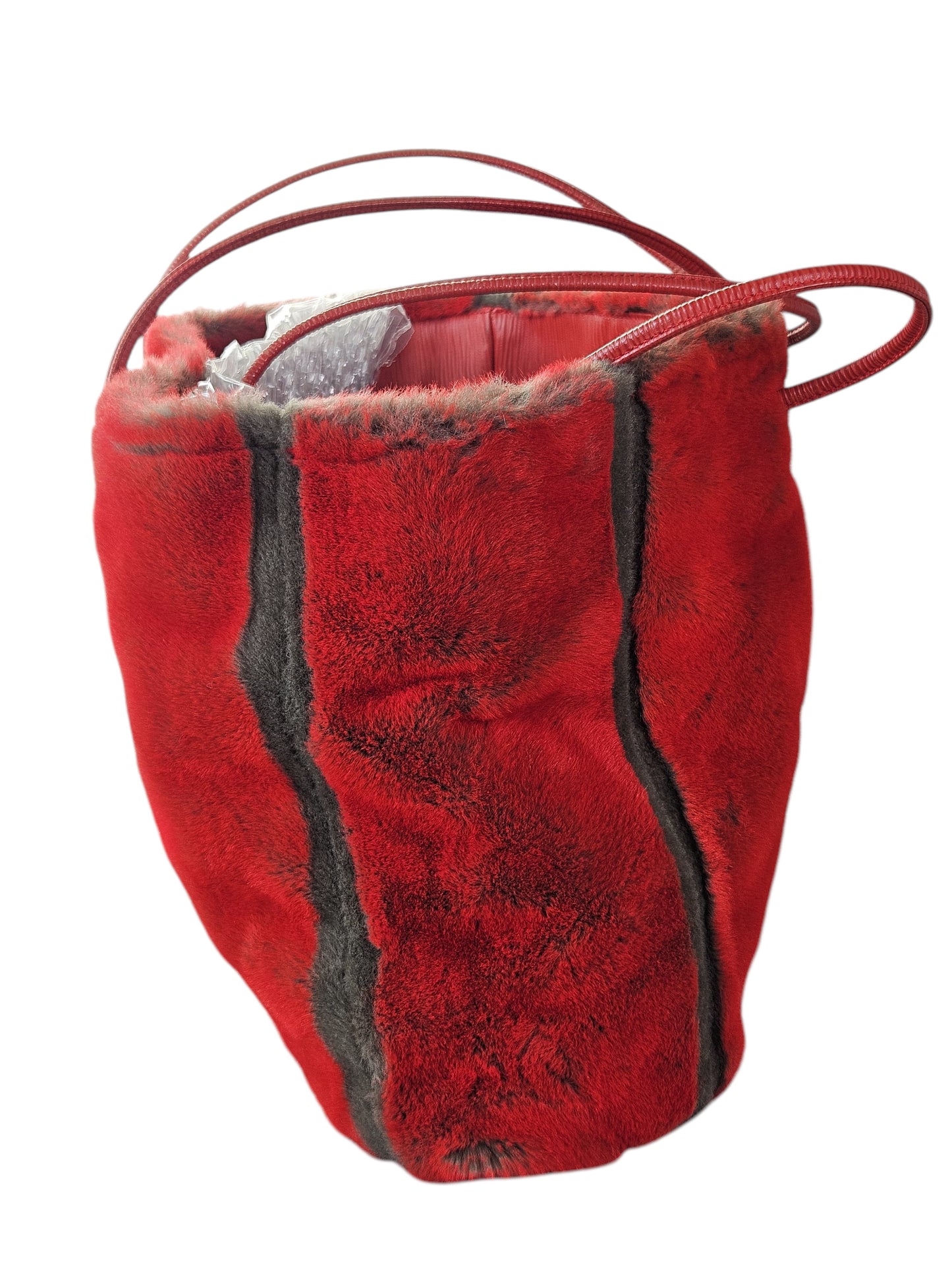 Fendi Roll Bag Faux Fur Tote (Red)