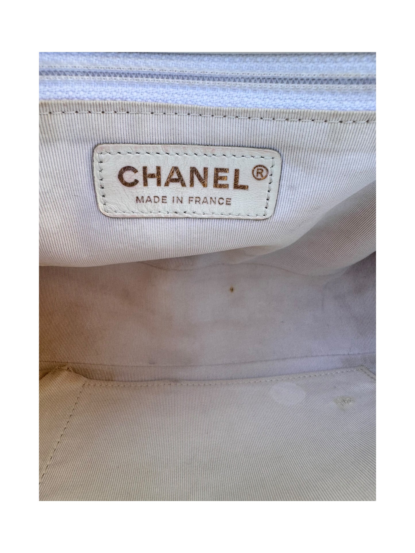 Chanel Sheepskin Braided New Medium Boy Reverso Flap White *REPAINTED*