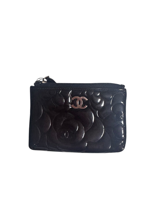 Chanel Patent Leather Camelia Embossed Coin Pouch 2011