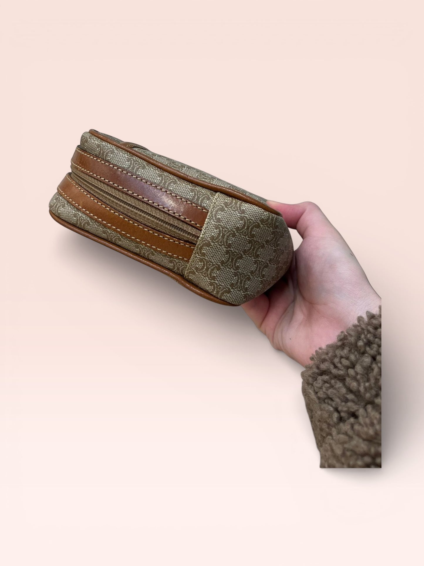 Céline Coated Canvas Macadam Toiletry / Cosmetic Pouch